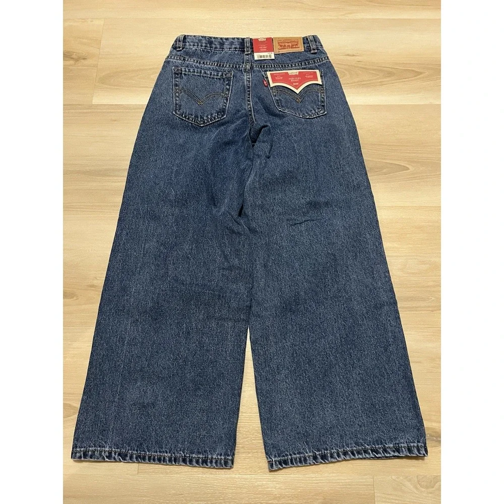 NWT Levi's Girls High Rise Baggy‎ Shade Blocked Jeans Size 8 Wide Leg Youth Kids